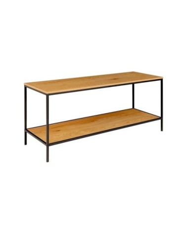 Meuble TV minimaliste effet bois et métal noir 100cm naturel