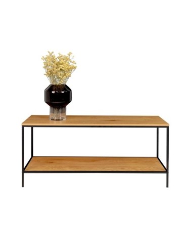 Meuble TV minimaliste effet bois et métal noir 100cm naturel