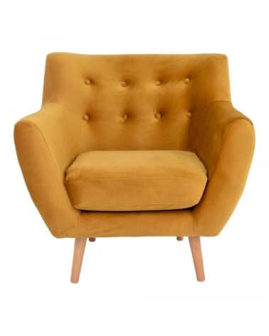 Fauteuil moderne en velours moutarde