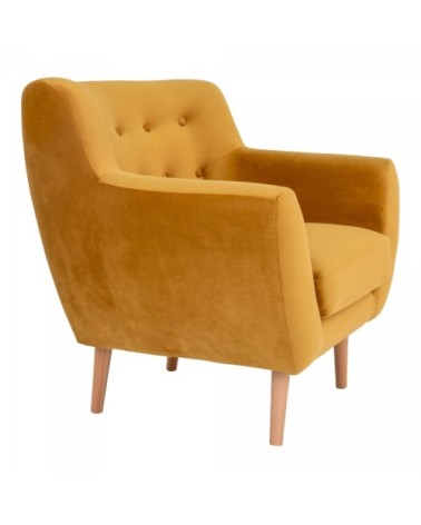 Fauteuil moderne en velours moutarde