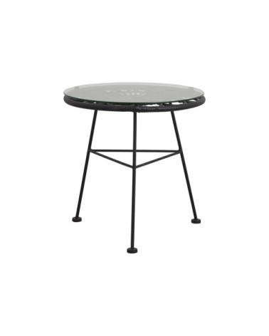 Petite table basse ronde en verre extérieur