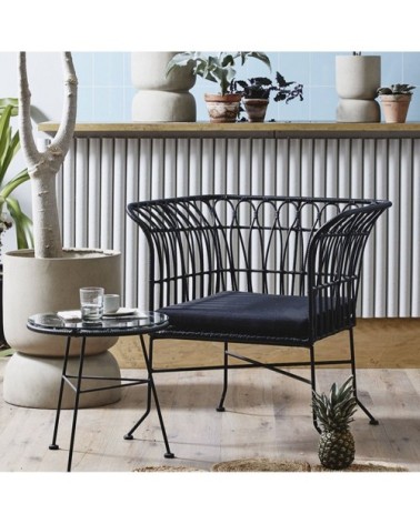 Petite table basse ronde en verre extérieur