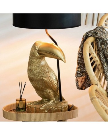 Lampe art déco forme toucan résine doré
