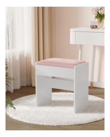 Tabouret de coiffeuse en velours blanc