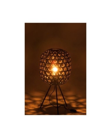 Lampe design sur pieds en bambou et métal noir
