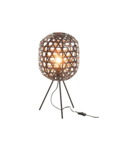 Lampe design sur pieds en bambou et métal noir