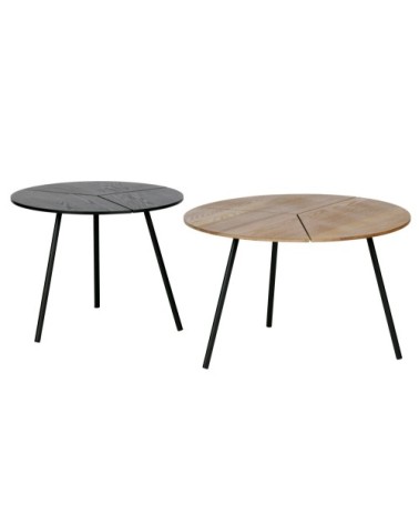 Petite table basse chêne et métal noir 38x48cm