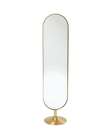 Miroir sur pied ovale en métal doré 170x40