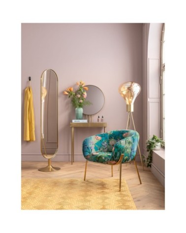 Miroir sur pied ovale en métal doré 170x40