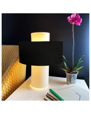 Lampe à poser Noir en Tissus Percaline Ø 35 x H 45
