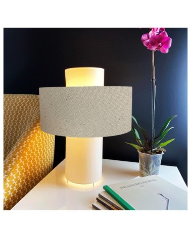 Lampe à poser Ecru en Tissus Percaline Ø 35 x H 45