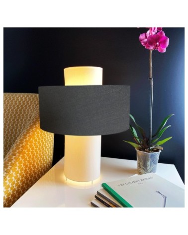 Lampe à poser Grise en Tissus Percaline Ø 35 x H 45