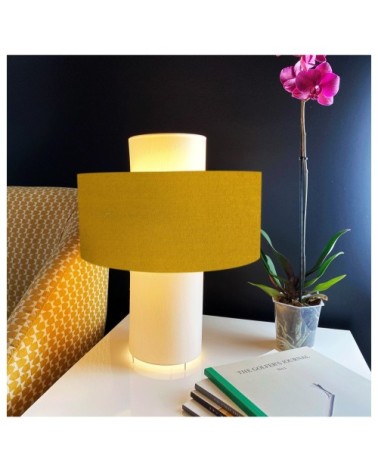 Lampe à poser Jaune Moutarde en Tissus Percaline Ø 35 x H 45