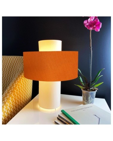 Lampe à poser Orange en Tissus Percaline Ø 35 x H 45