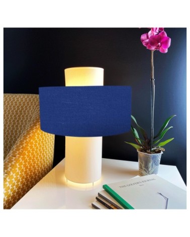 Lampe à poser Bleu en Tissus Percaline Ø 35 x H 45