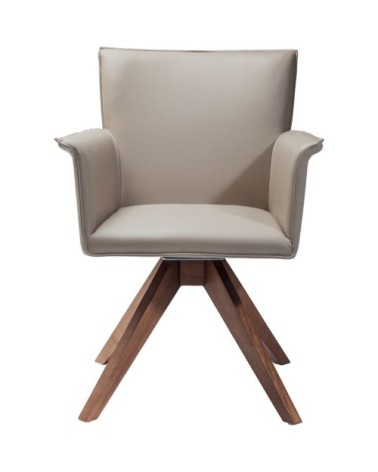 Fauteuil de table taupe et frêne