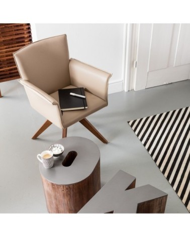 Fauteuil de table taupe et frêne