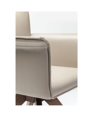 Fauteuil de table taupe et frêne