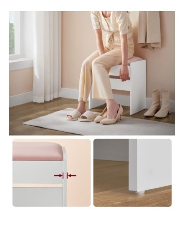 Tabouret de coiffeuse en velours blanc