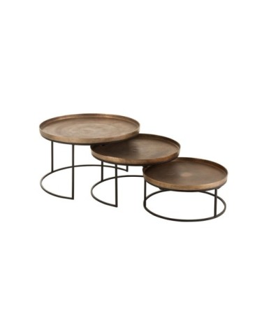 Set de 3 tables basses rondes en métal