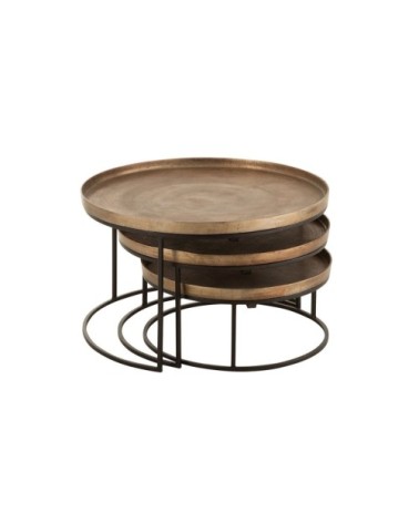 Set de 3 tables basses rondes en métal