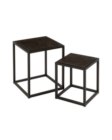 Lot de 2 tables d'appoint carrées en métal
