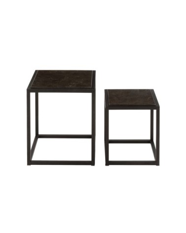 Lot de 2 tables d'appoint carrées en métal