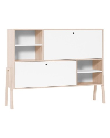 Buffet 2 portes et 4 niches - Blanc et beige