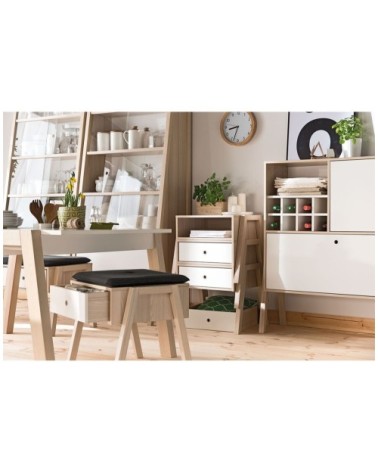 Buffet 2 portes et 4 niches - Blanc et beige