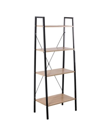 Etagère de rangement 4 niveaux - Marron et noir