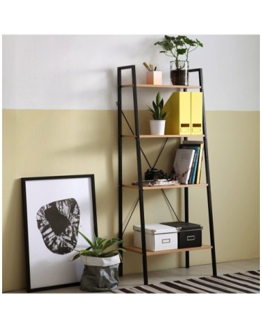 Etagère de rangement 4 niveaux - Marron et noir