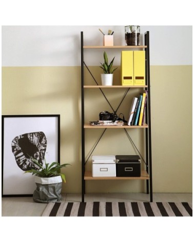 Etagère de rangement 4 niveaux - Marron et noir