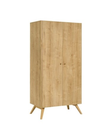 Armoire 2 portes avec penderie et 7 niches  L101 cm - Marron