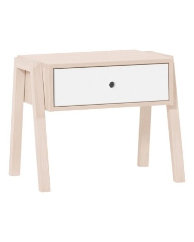 Table de chevet ou tabouret 1 tiroir - Blanc et beige