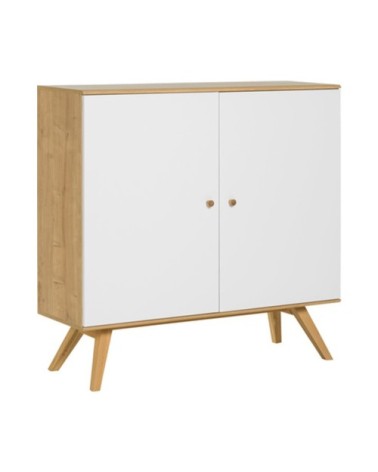 Buffet 2 portes et 6 étagères intérieures L120 cm - Blanc