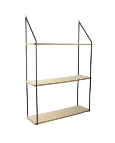 Étagère murale 3 niveaux - Beige et noir - H87,5cm