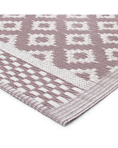 Tapis d'extérieur motifs géométriques moka rosé 120x180