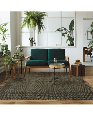 Tapis en jute et coton noir 160x230