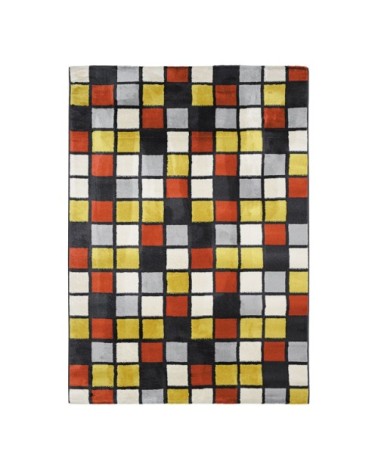 Tapis lumineux effet laineux petits carreaux multi 160x230