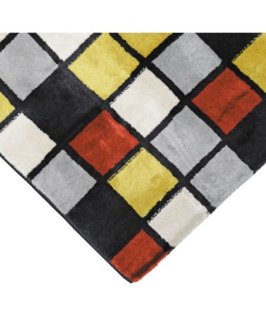 Tapis lumineux effet laineux petits carreaux multi 160x230