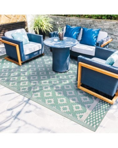 Tapis d'extérieur motifs géométriques vert 180x240