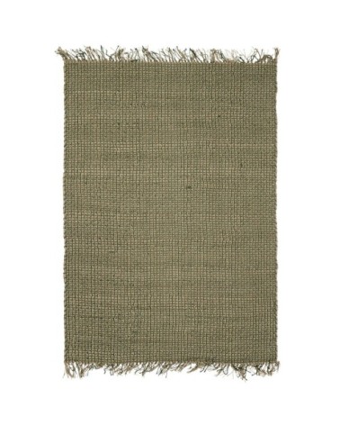 Tapis en jute et coton vert 120x170