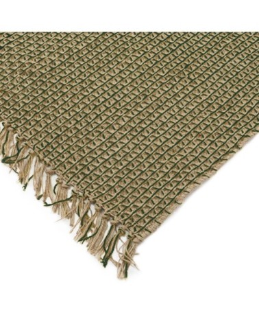 Tapis en jute et coton vert 120x170