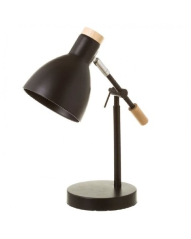 Lampe de bureau métal noir et bois H36,5cm
