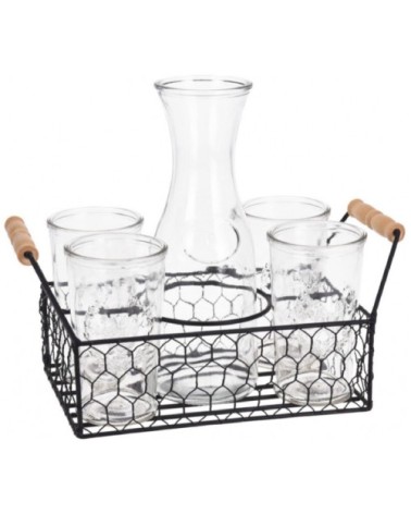 Coffret jus de fruit 4 verres + 1 carafe en verre