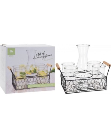 Coffret jus de fruit 4 verres + 1 carafe en verre