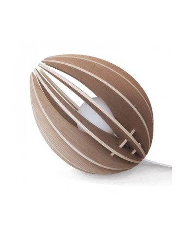 Lampe à poser en bois avec fil blanc et ampoule
