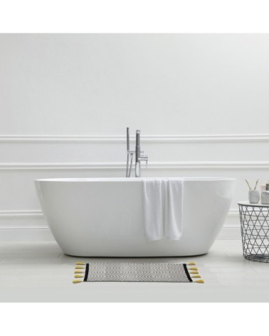 Tapis de bain en coton fantaisie noir à pompons 50x80cm