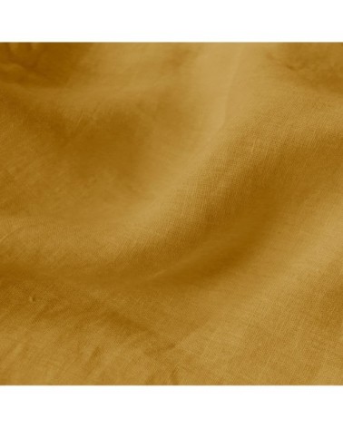 Drap-housse uni en lin lavé Safran 140x190/200cm - Bonnet 30cm