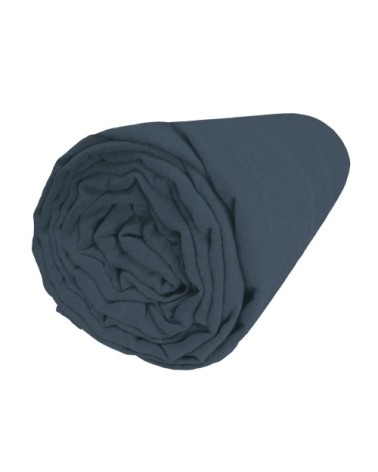 Drap-housse uni en lin lavé Bleu Marine 140x190/200cm - Bonnet 30cm